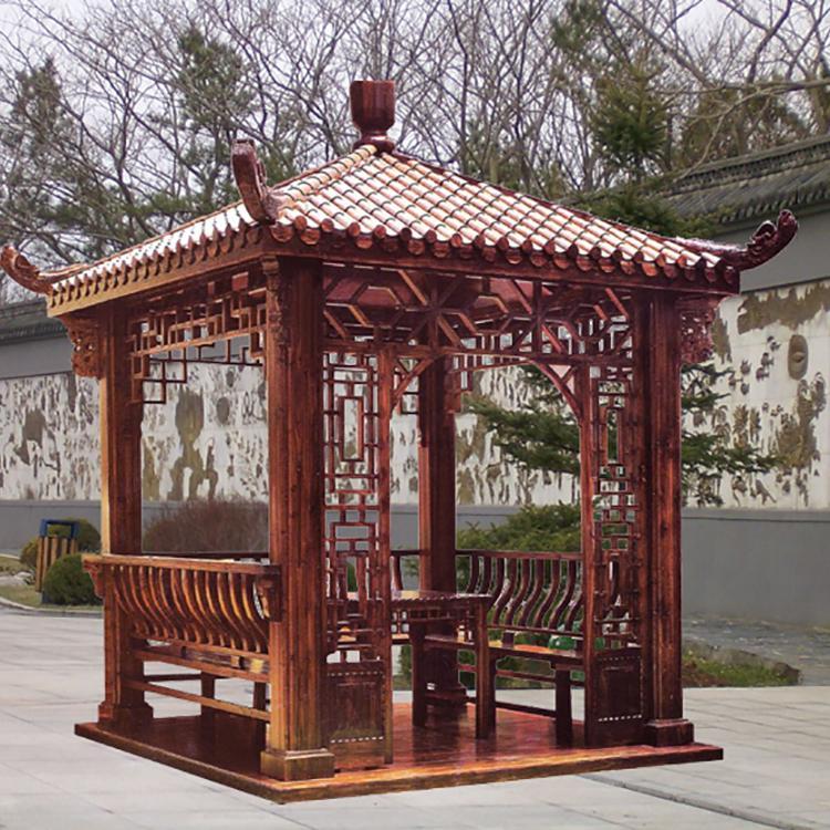 仿古雙層防腐碳化木亭子定制 傳承古韻，鑄就戶外園林景觀新標桿